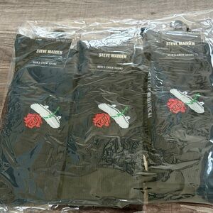 Steve Madden Black Crew Socks with Rose and UFO Design